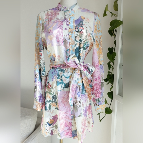 Zara Patchwork Belted Mini Dress - Picture 8 of 9